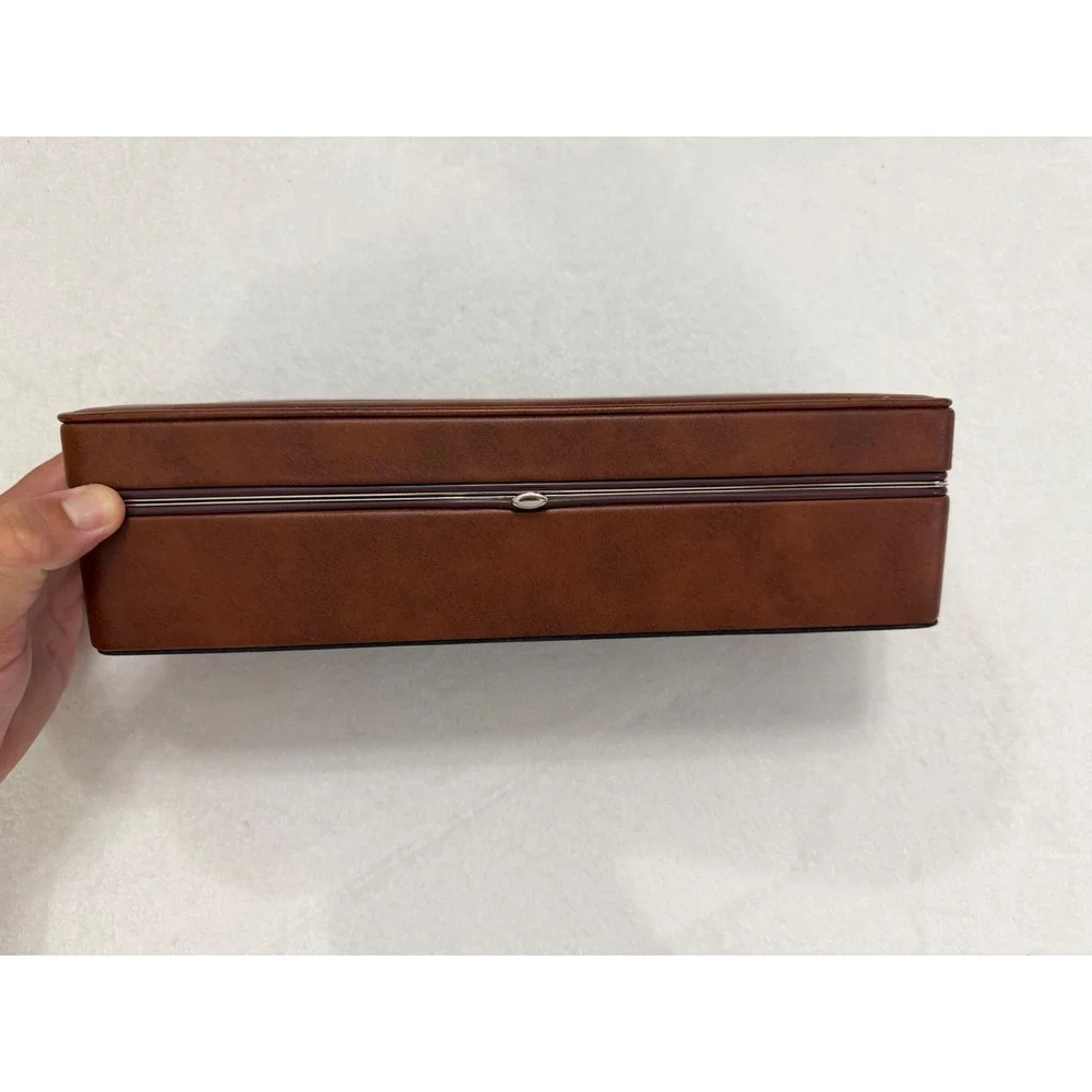 Woodburry 6-Piece Watch Case Brown Faux Leather Display Box Organizer NEW in BOX
